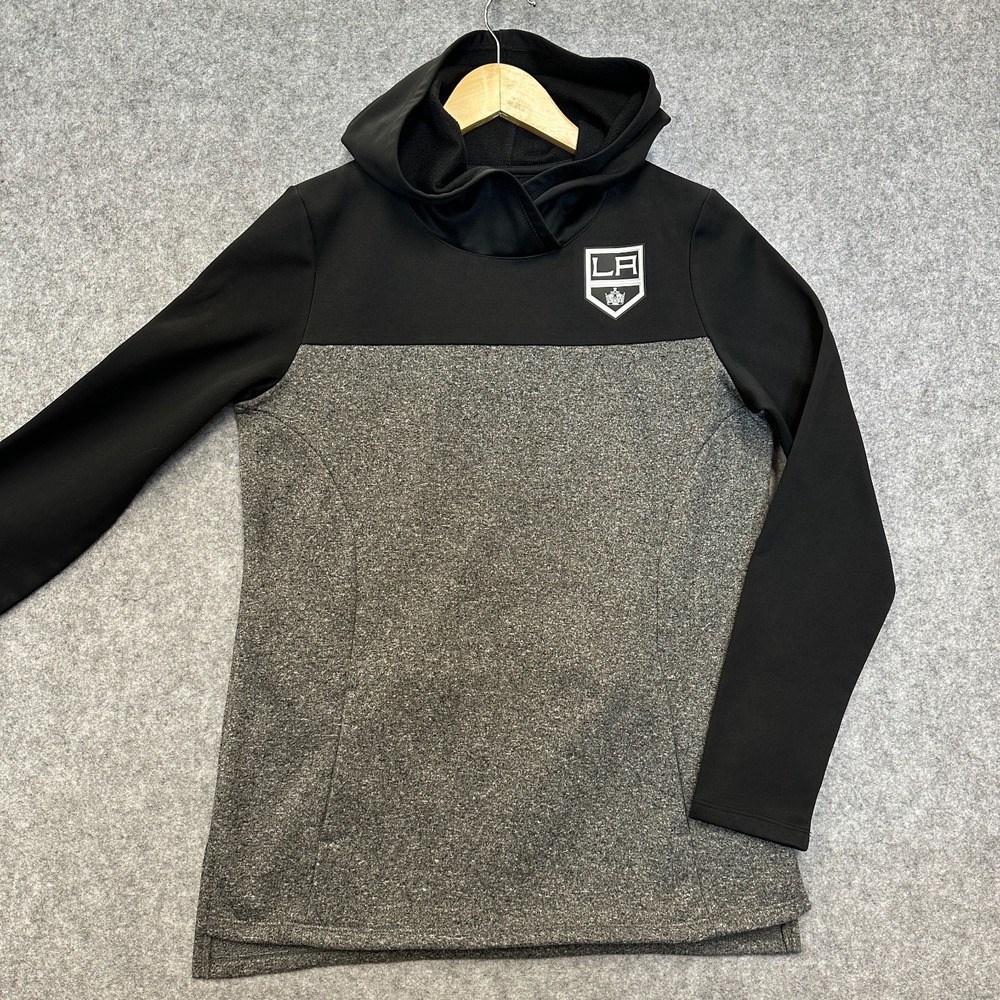 NHL Fanatics LA Kings Hoodie Womens S Black Gray Logo Chest Hockey‎ Fan